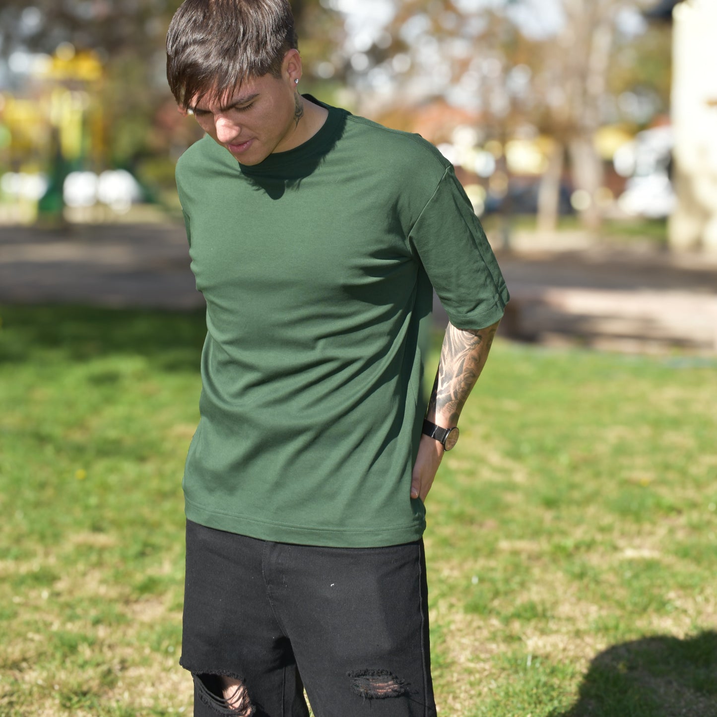 Polera Oversize Pima Hombre Verde